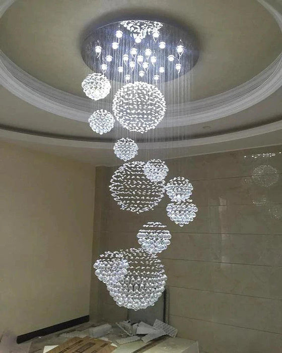 Ball Design Extra Large Crystal Chandelier for High Ceiling-DWHOME