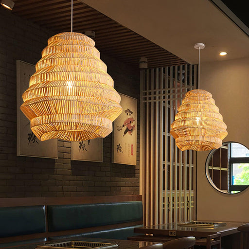 Bamboo Spiral Pendant Lamp.