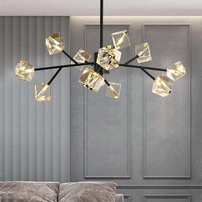 Diamante Crystal Chandelier, Black-DWHOME
