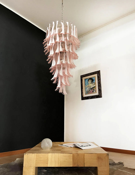 Petals Spiral Murano Pink Chandelier-DWHOME