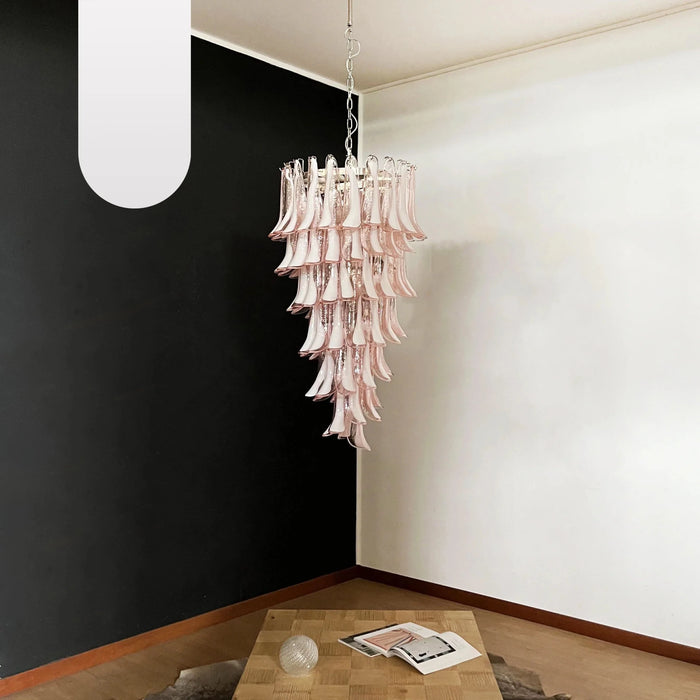 Petals Spiral Murano Pink Chandelier-DWHOME