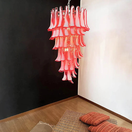 Petals Spiral Murano Red Chandelier-DWHOME