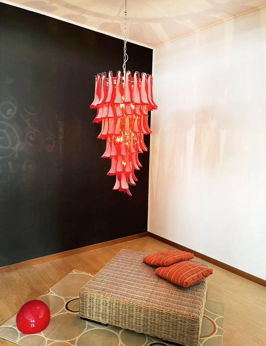 Petals Spiral Murano Red Chandelier-DWHOME