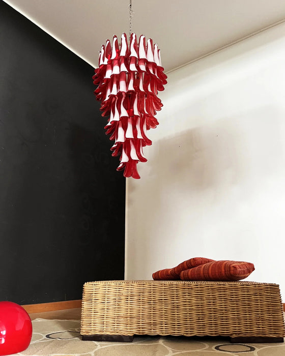 Petals Spiral Murano Red Chandelier-DWHOME