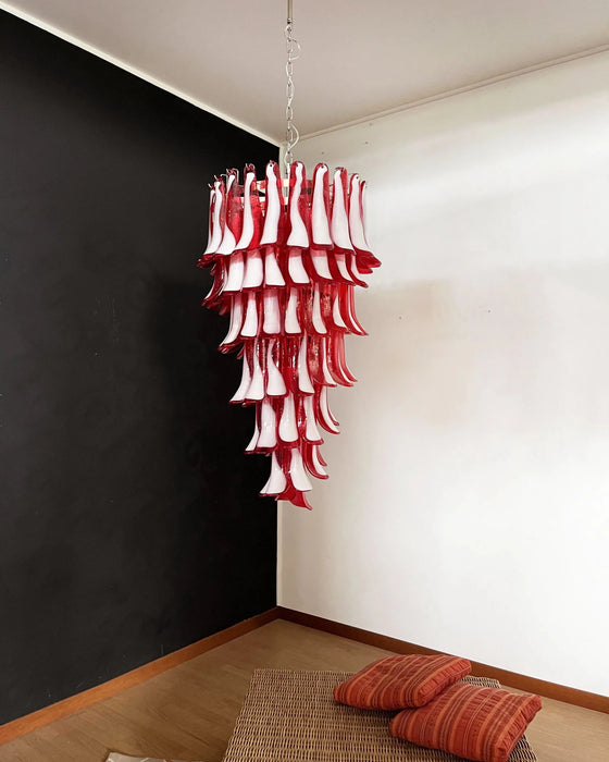 Petals Spiral Murano Red Chandelier-DWHOME