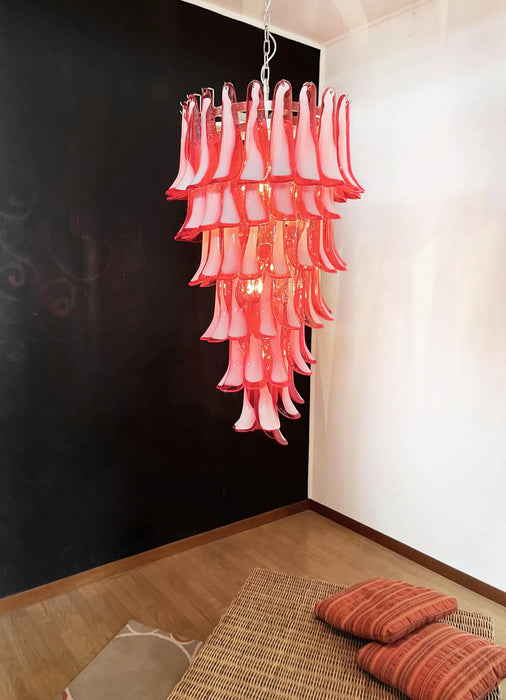 Petals Spiral Murano Red Chandelier-DWHOME