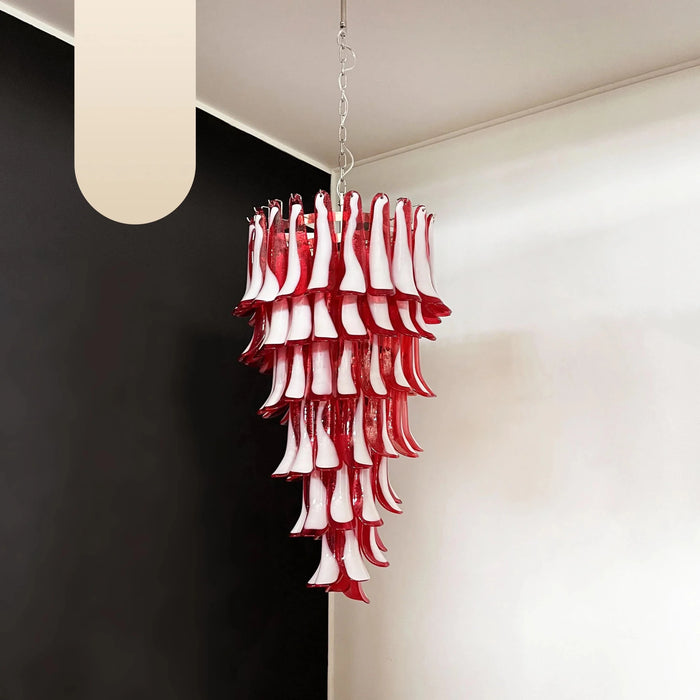 Petals Spiral Murano Red Chandelier-DWHOME