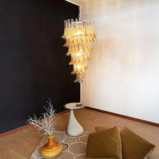 Petals Spiral Murano Transparent Chandelier-DWHOME
