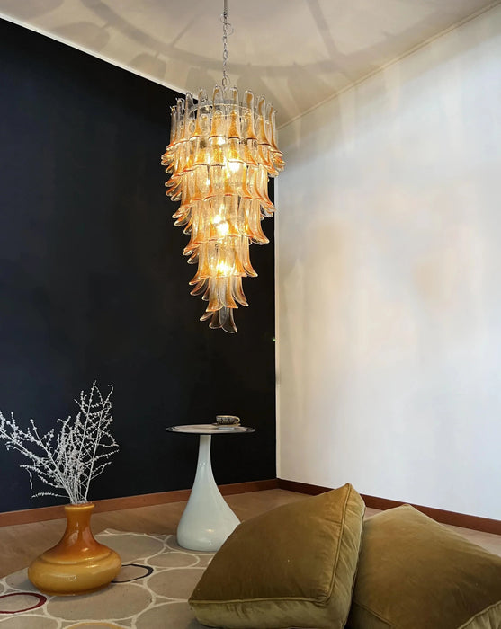 Petals Spiral Murano Transparent Chandelier-DWHOME