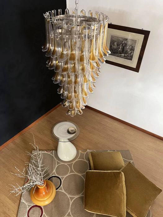 Petals Spiral Murano Transparent Chandelier-DWHOME