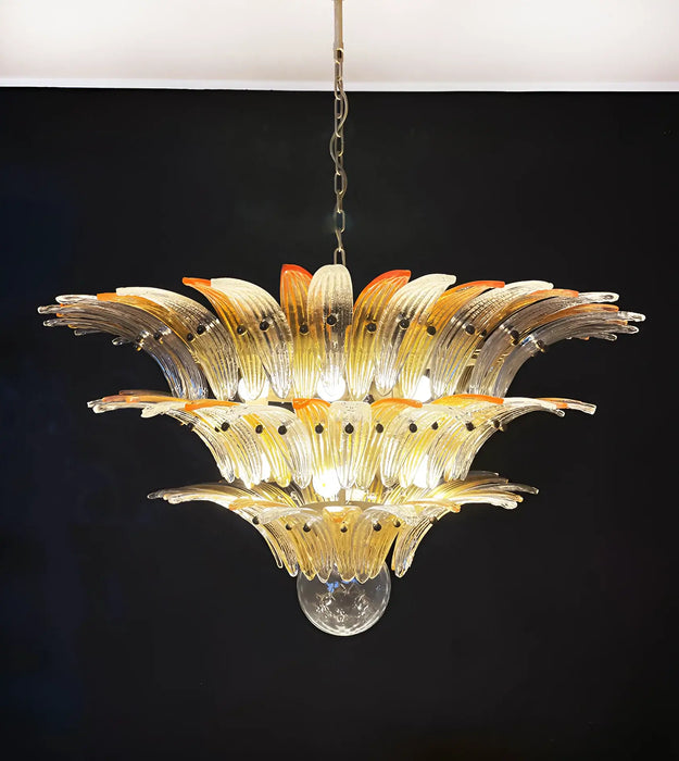 Beautifully Murano Palmette Amber Transparent Chandelier-DWHOME