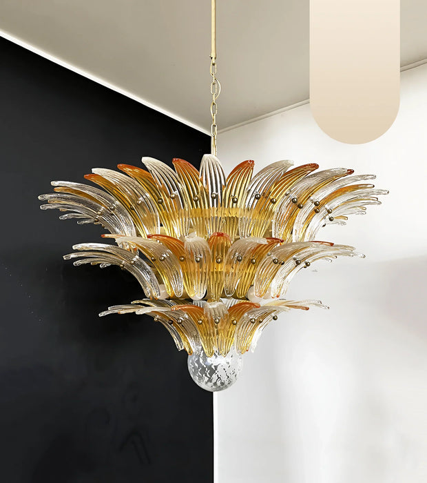 Beautifully Murano Palmette Amber Transparent Chandelier-DWHOME