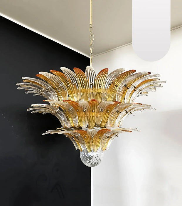 Beautifully Murano Palmette Amber Transparent Chandelier-DWHOME