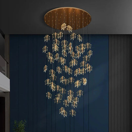 Bely Nordic Gold Long Stairwell Chandelier - Ceiling Light.