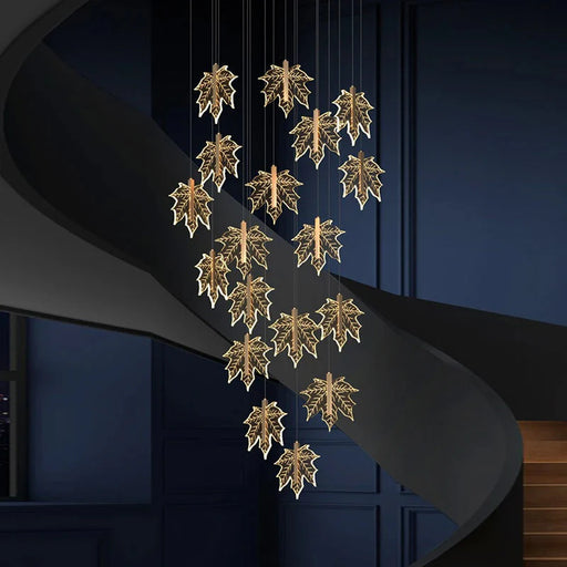 Bely Nordic Gold Long Stairwell Chandelier - Ceiling Light.