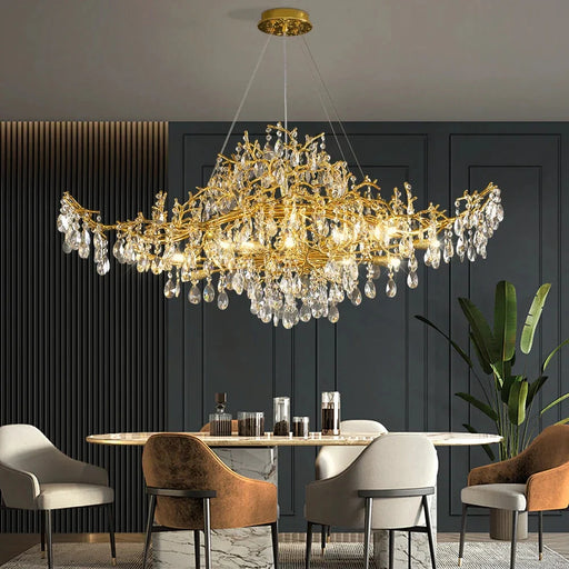 Bessa Modern Large Gold Crystal Branch Chandelier.