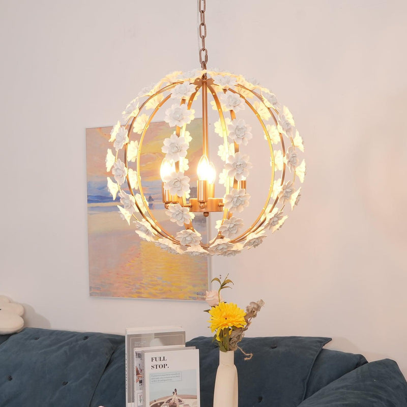 Bianca Floral Orb Chandelier-DWHOME