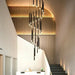 Black Modern Minimalist Stick Chandelier for Staircase.