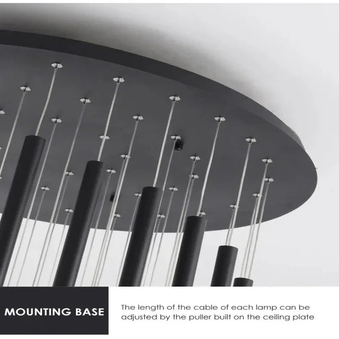 Black Modern Minimalist Stick Chandelier for Staircase.