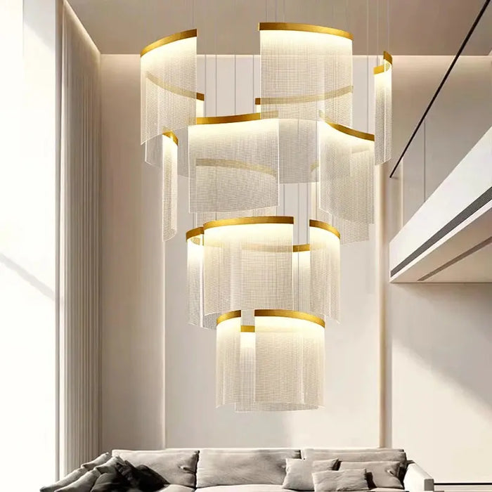 Nordic Ceiling Stair Chandelier Gold/Black.