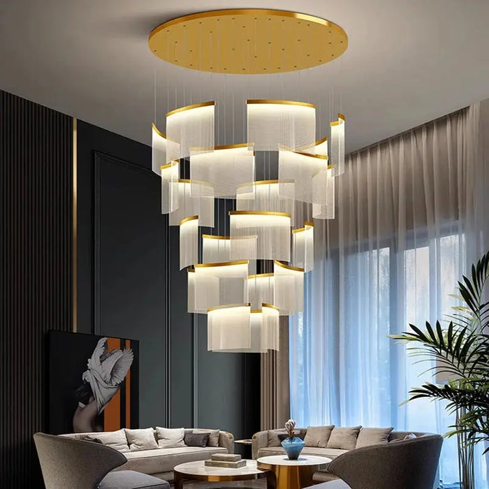 Nordic Ceiling Stair Chandelier Gold/Black.