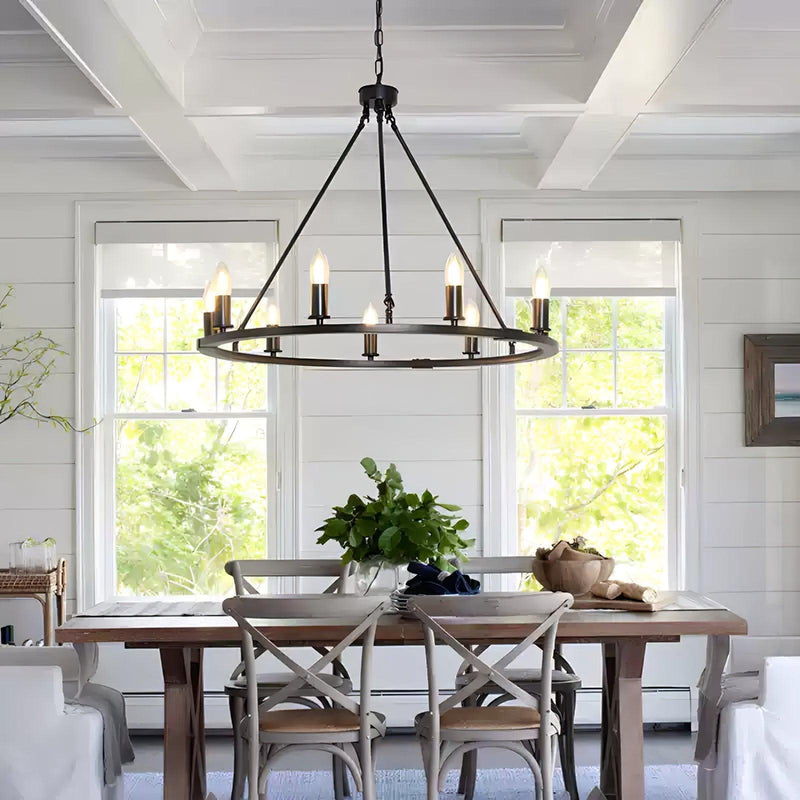 Black Candles Ring Chandelier-DWHOME