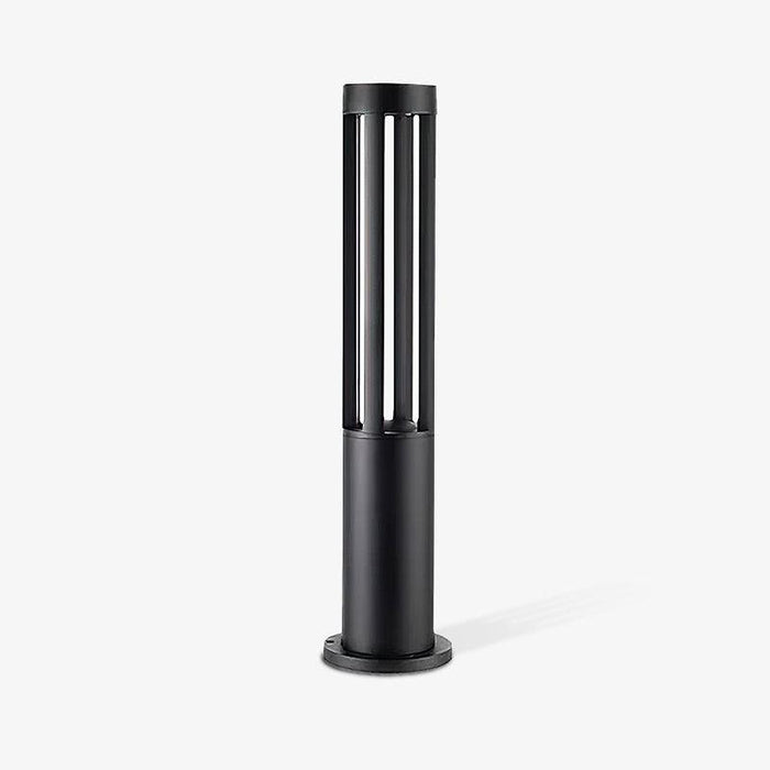Black Cylindrical Solar Outdoor Post Light-DWHOME