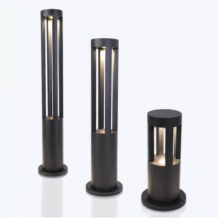 Black Cylindrical Solar Outdoor Post Light.