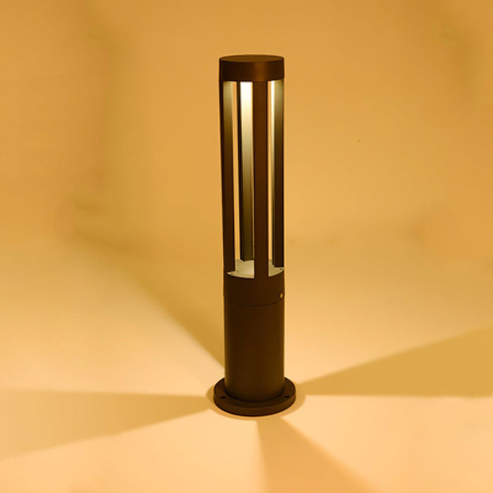 Black Cylindrical Solar Outdoor Post Light.