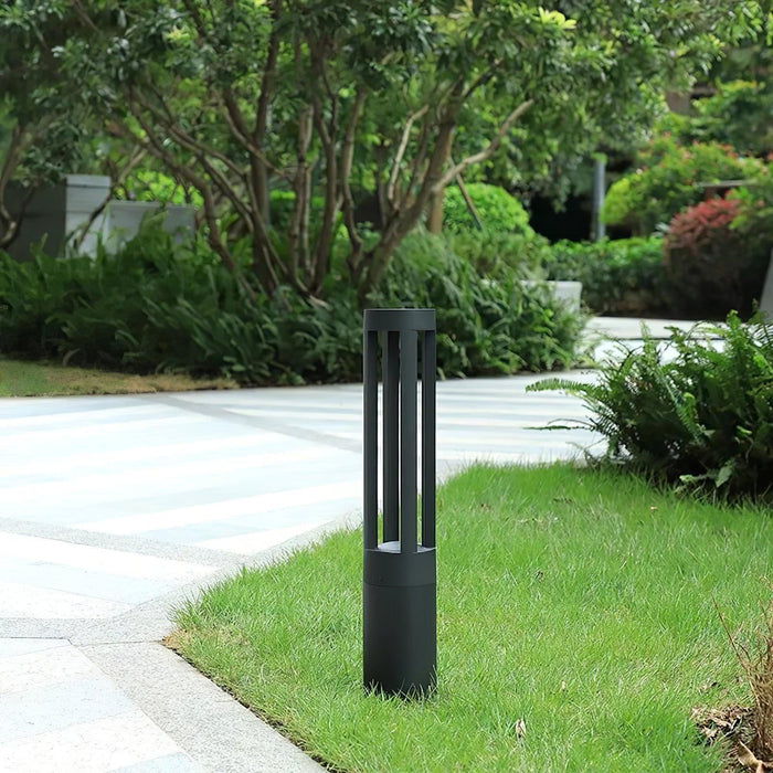Black Cylindrical Solar Outdoor Post Light-DWHOME
