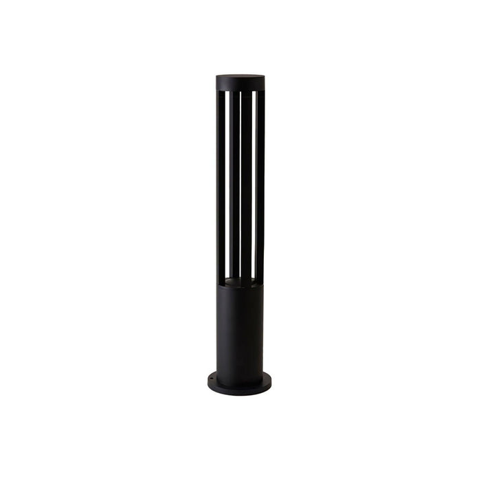 Black Cylindrical Solar Outdoor Post Light-DWHOME
