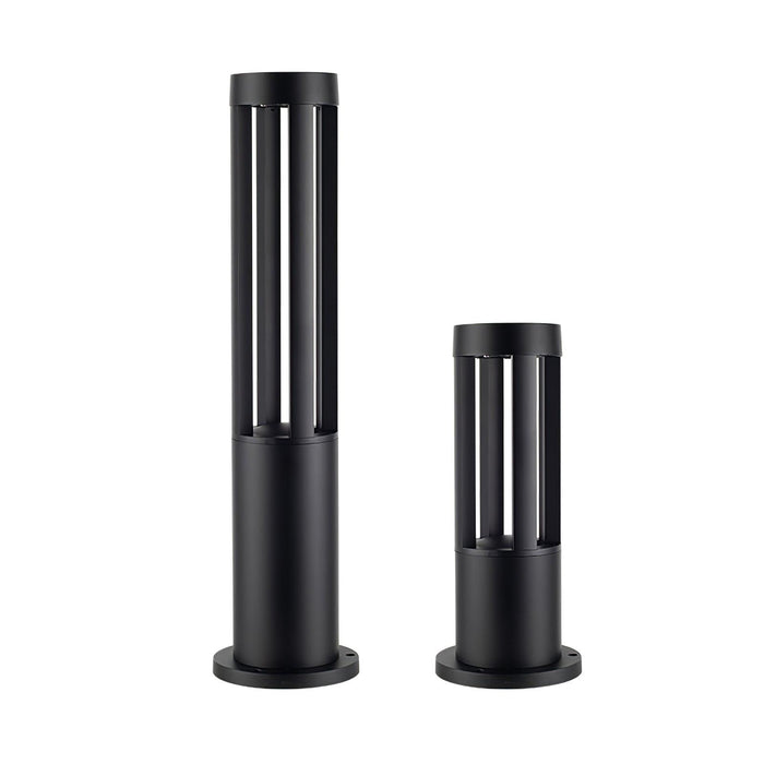 Black Cylindrical Solar Outdoor Post Light.