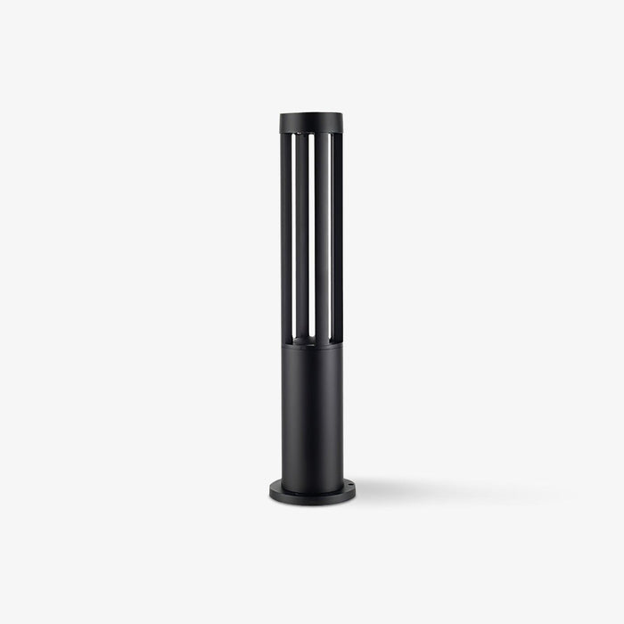 Black Cylindrical Solar Outdoor Post Light.