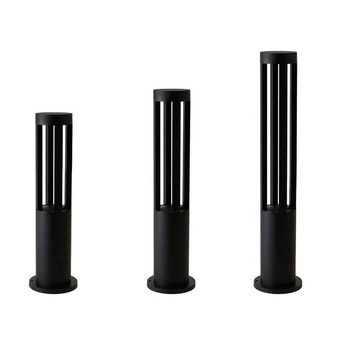 Black Cylindrical Solar Outdoor Post Light.