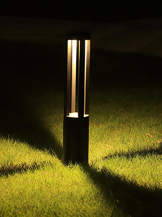 Black Cylindrical Solar Outdoor Post Light.