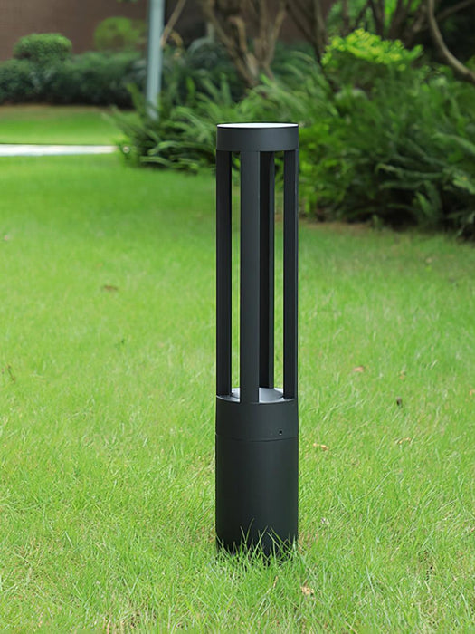 Black Cylindrical Solar Outdoor Post Light.