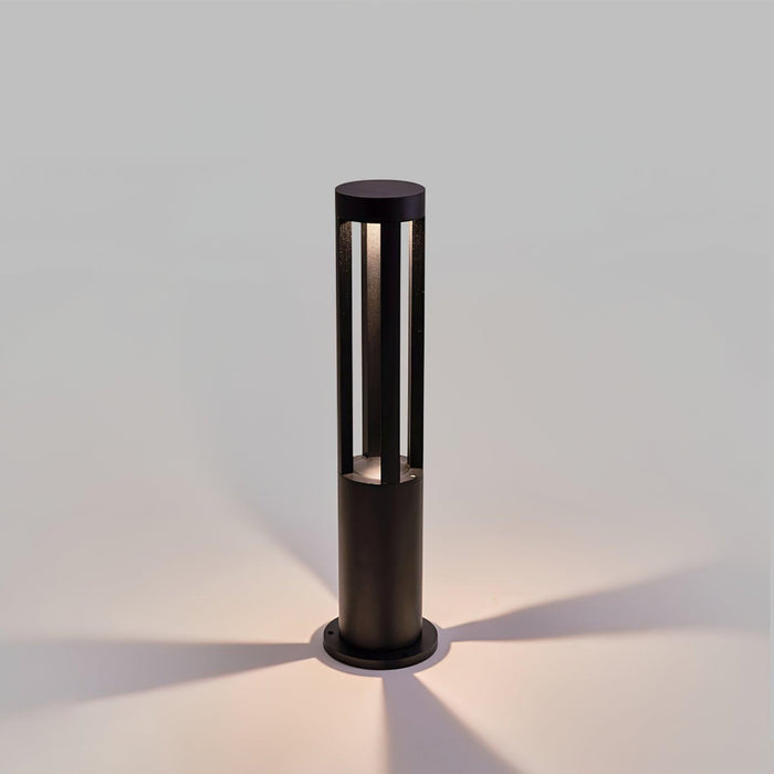 Black Cylindrical Solar Outdoor Post Light.