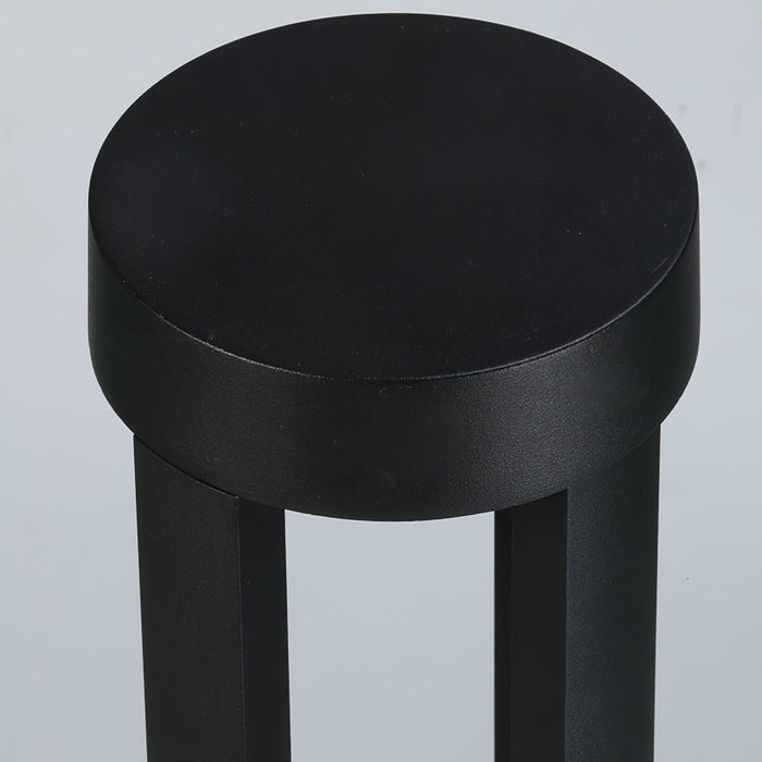 Black Cylindrical Solar Outdoor Post Light.