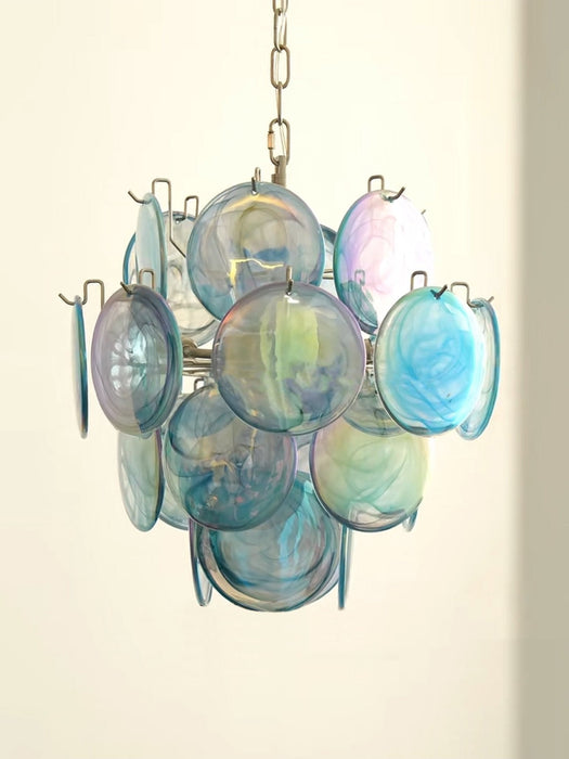 Blue Murano Disc Glass Chandelier-DWHOME