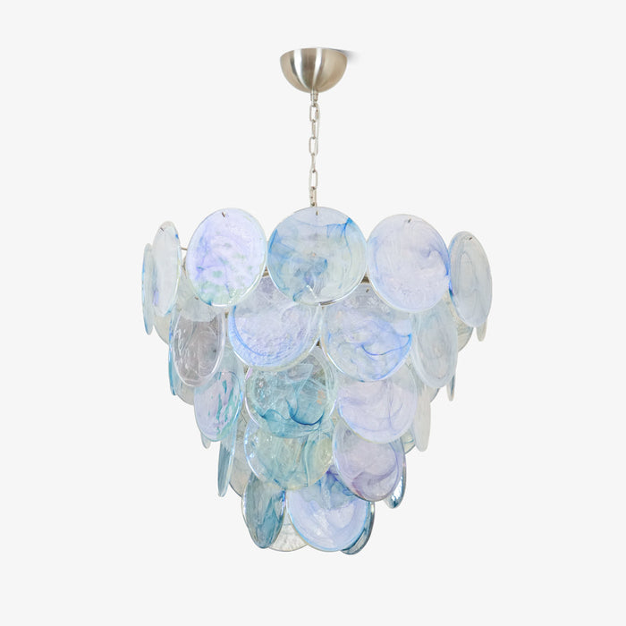 Blue Murano Iridescent Disc Chandelier