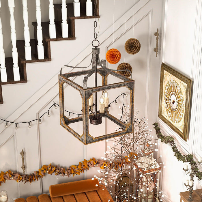 Boho Rustic Cube Chandelier - DWHOME