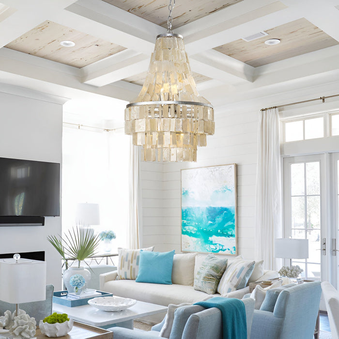 Boho Shell Tiered Chandelier.