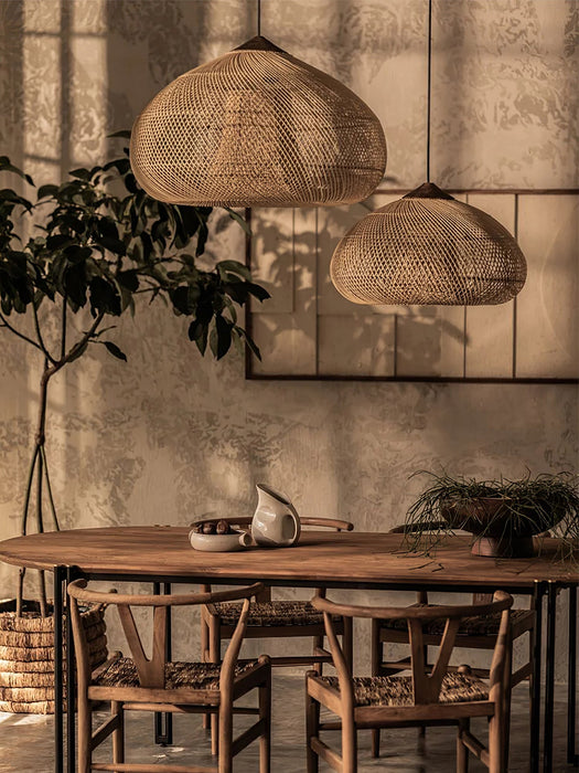 Braided Rattan Pendant Lamp.