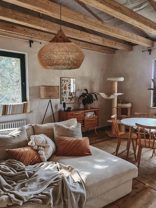 Braided Rattan Pendant Lamp-DWHOME