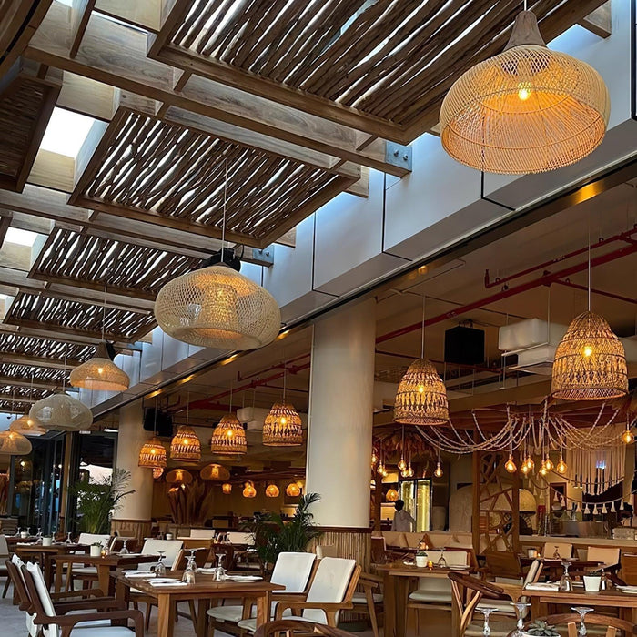Braided Rattan Pendant Lamp-DWHOME