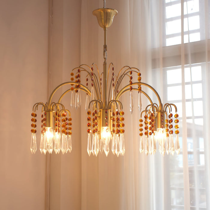 Brass Candle Crystal Chandelier-DWHOME