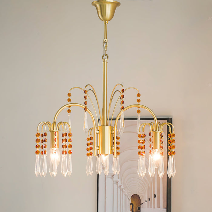 Brass Candle Crystal Chandelier-DWHOME