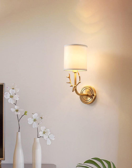 Brass Deer Head Wall Light - DWHOME