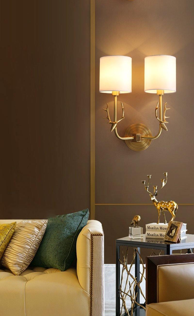Brass Deer Head Wall Light-DWHOME
