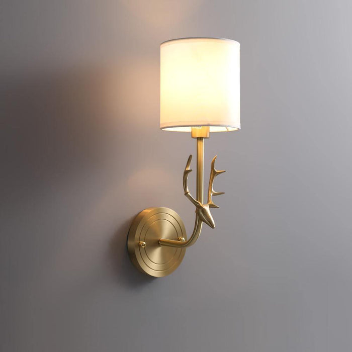 Brass Deer Head Wall Light - DWHOME